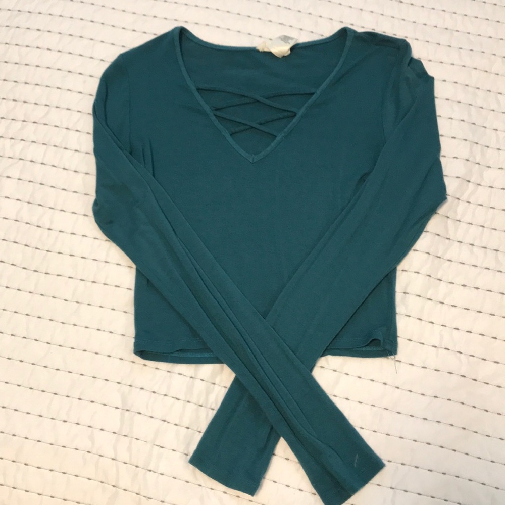 Teal cropped long sleeve